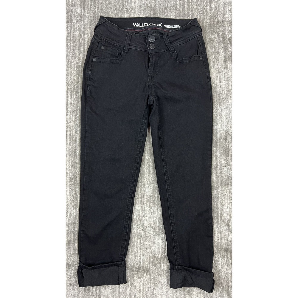 WallFlower Jeans Juniors Size 1 Black Bootcut Curvy Fit Denim Stretch Casual